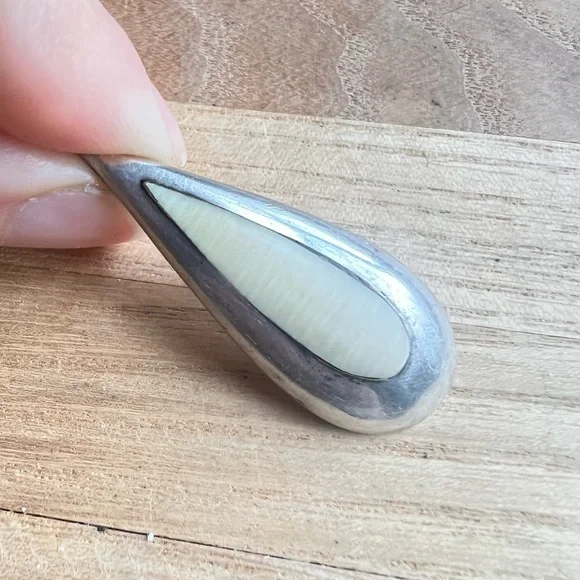 Vintage 925 Sterling silver gemstone teardrop pendant - Picture 3 of 8